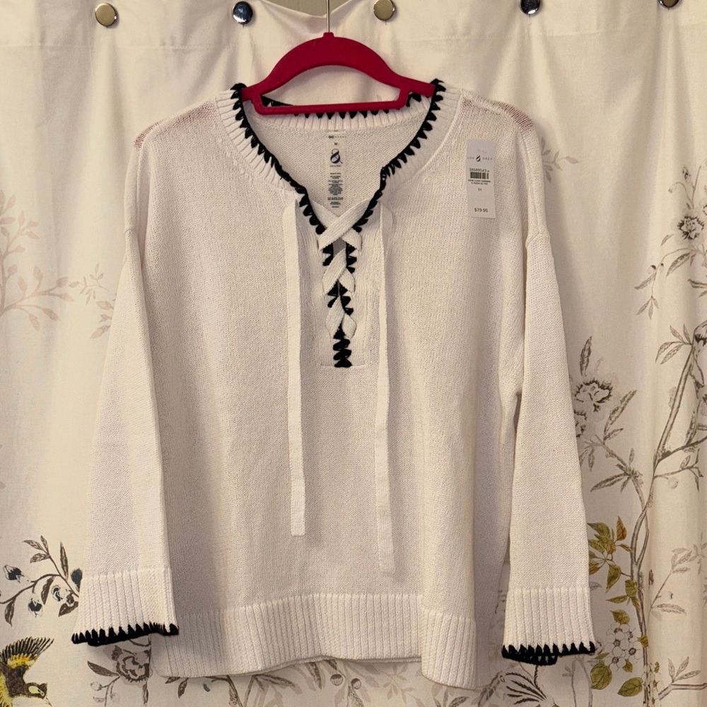 Lou & Grey navy/white sweater NWT